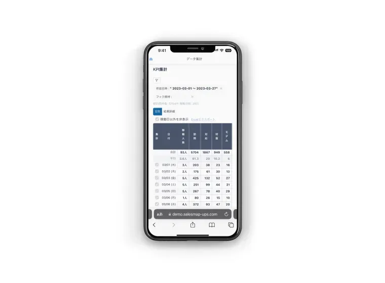 SalesMapのデータ集計画面